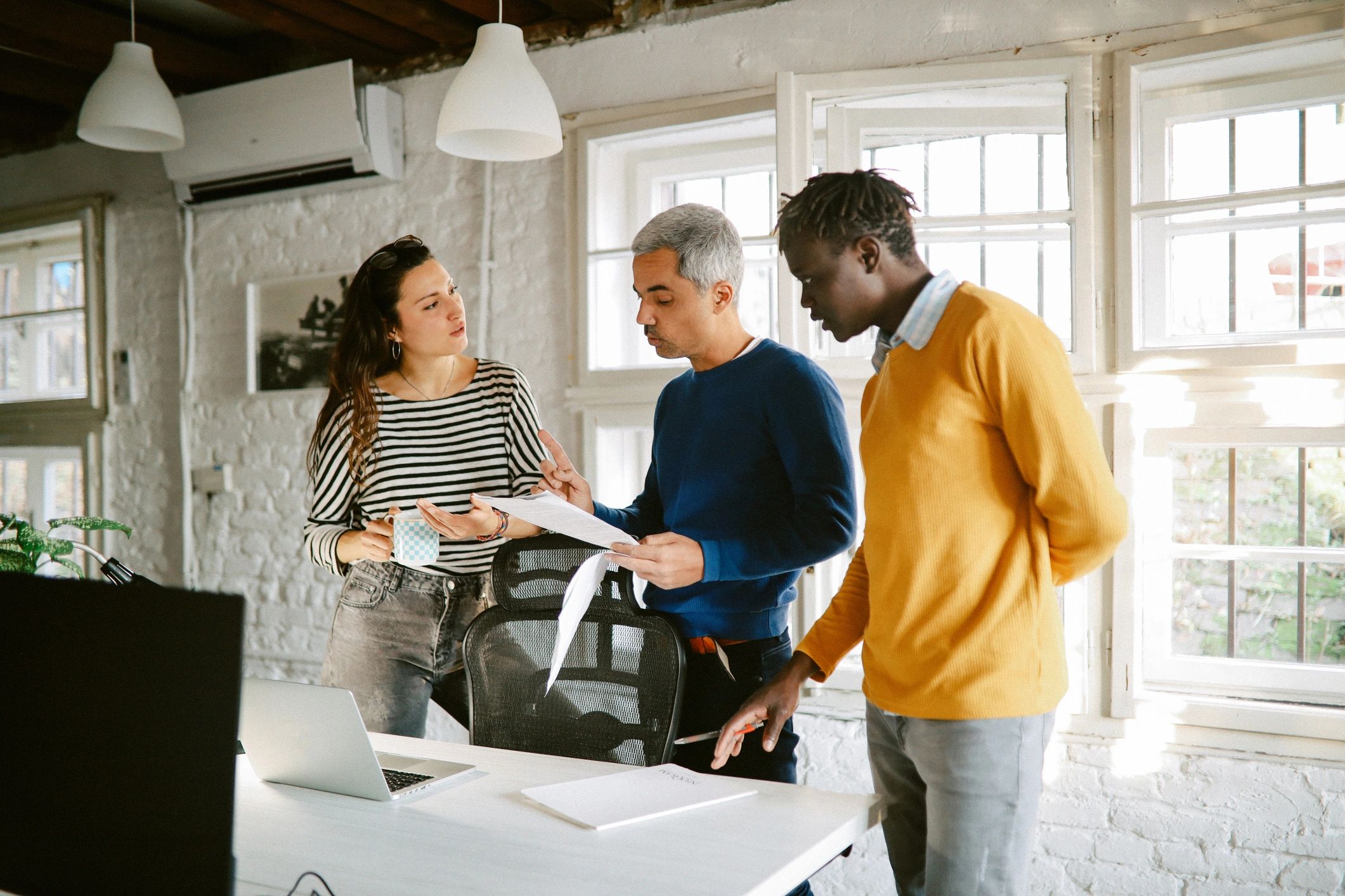 People working together in a modern office setting