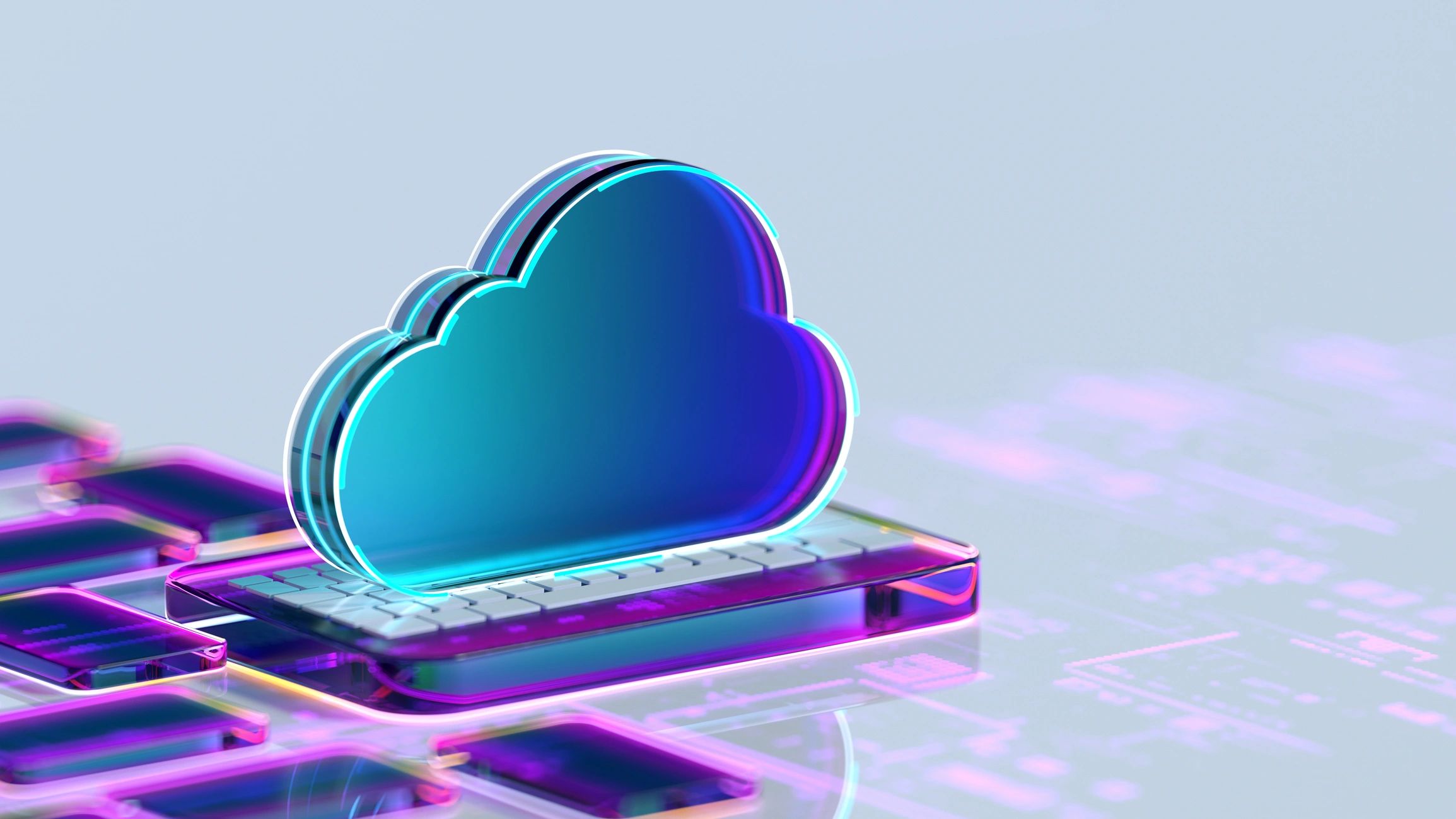 Abstract cloud computing background representing secure syncing