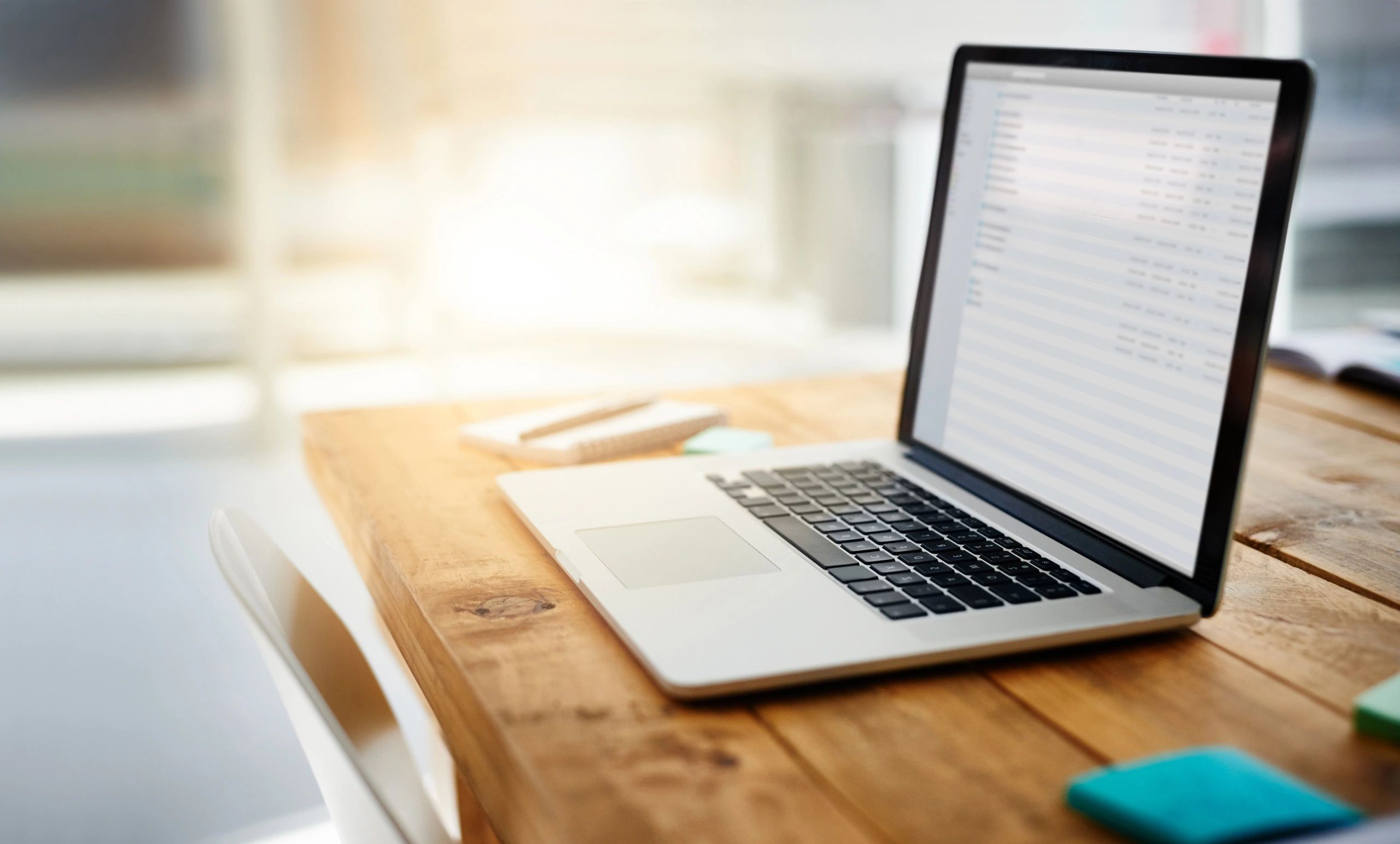 Laptop on desk in modern workspace